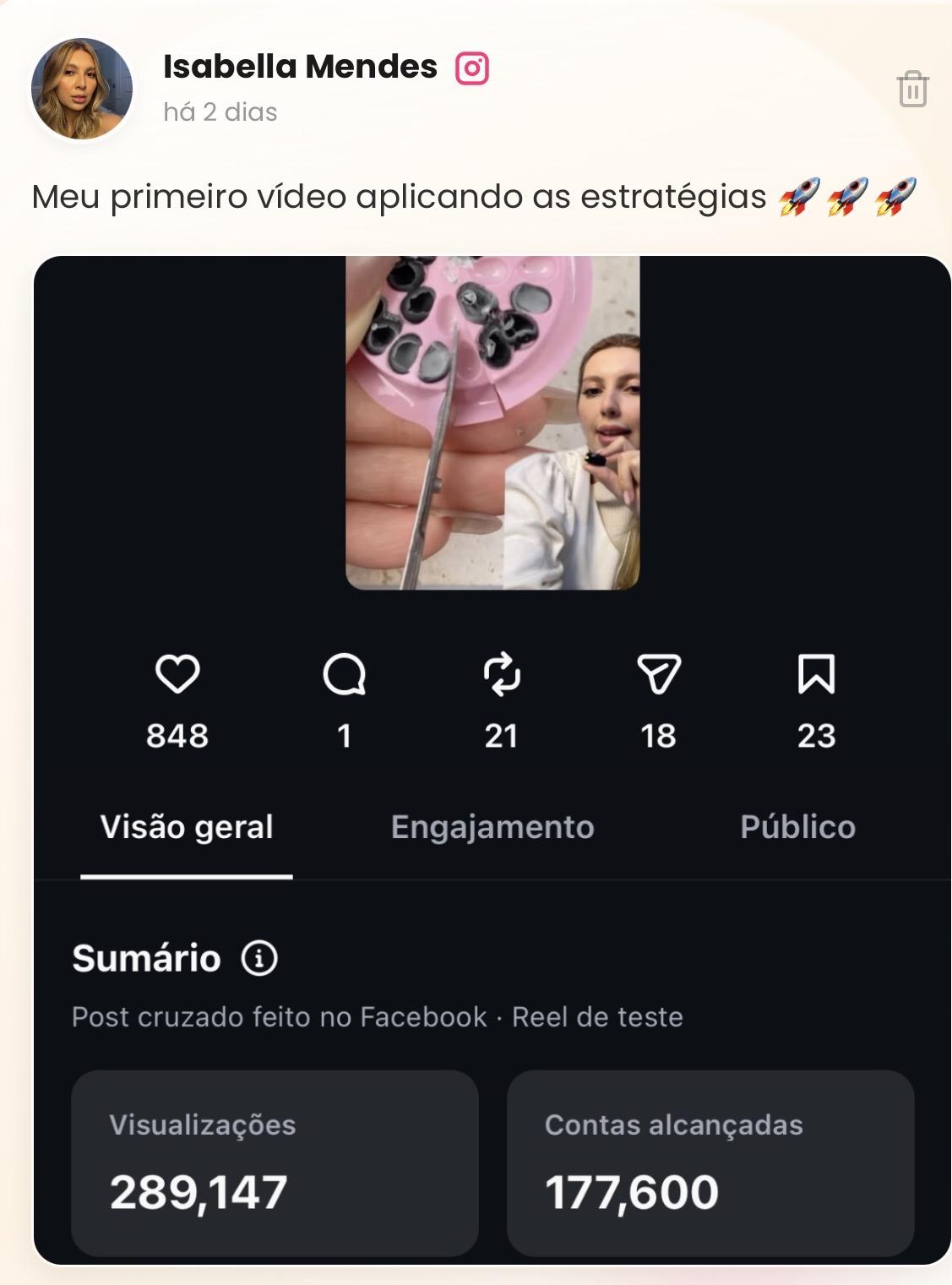 Resultado de Isabella com 250 mil visualizações