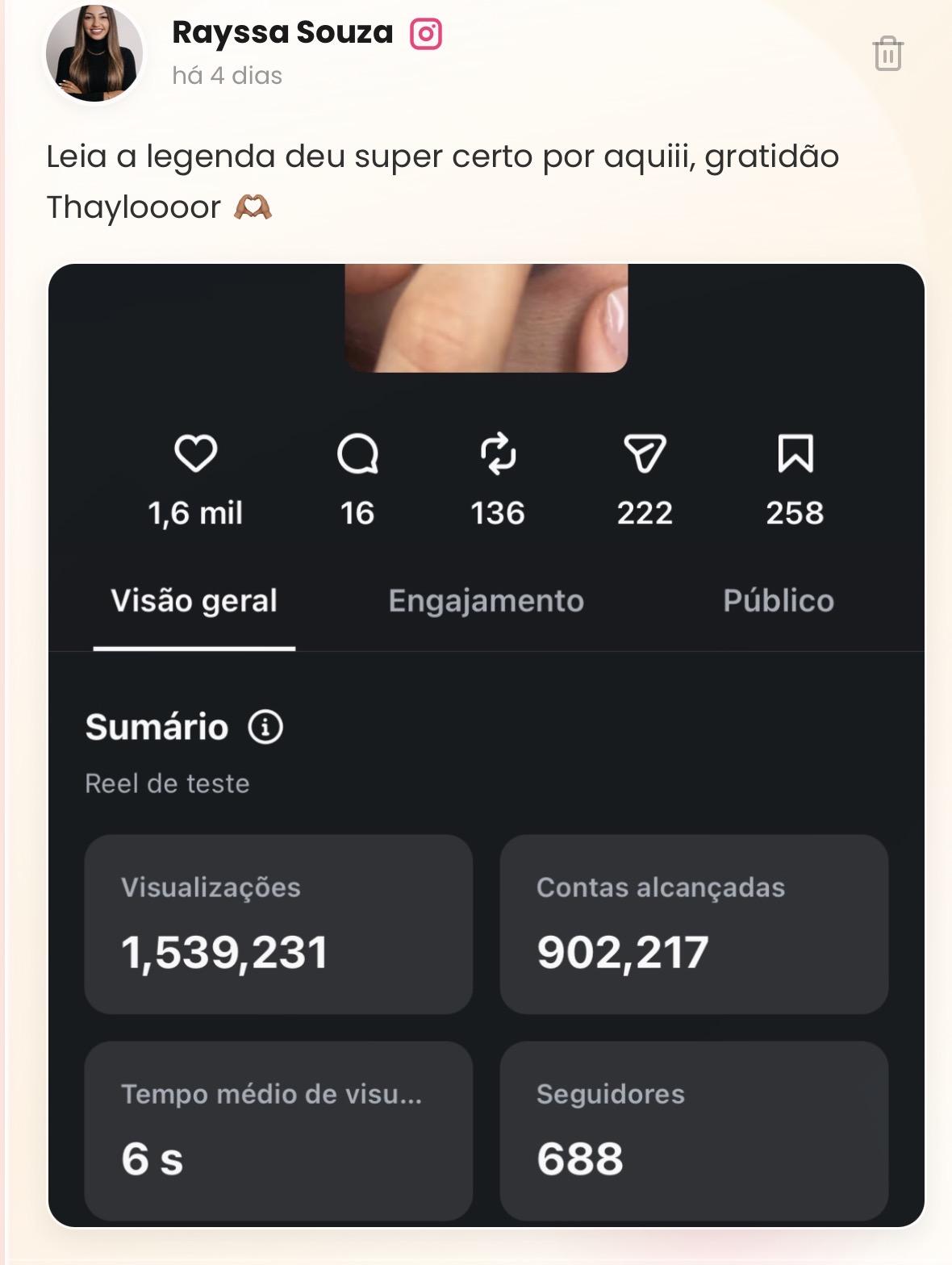 Resultado de Rayssa com mais de 1,5 milhão de visualizações